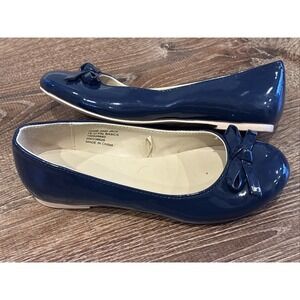 Janie And Jack Girls Navy Blue Patent Ballet Flats Shoes With‎ Bow 12